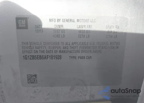 2010 Chevrolet Malibu Ls from USA, damaged, VIN 1G1ZB5EB6AF181928